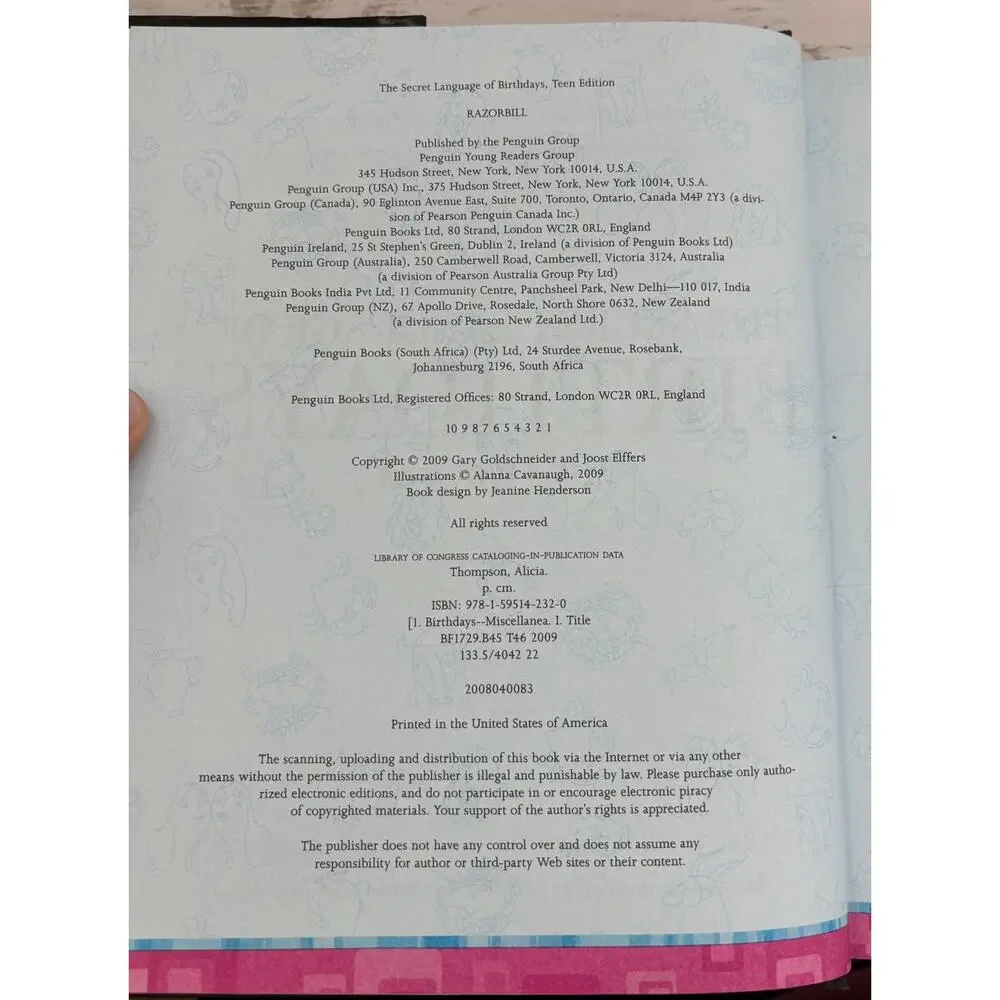 The Secret Language Of Birthdays Teen Edition by Alicia Thompson Hardcover Book